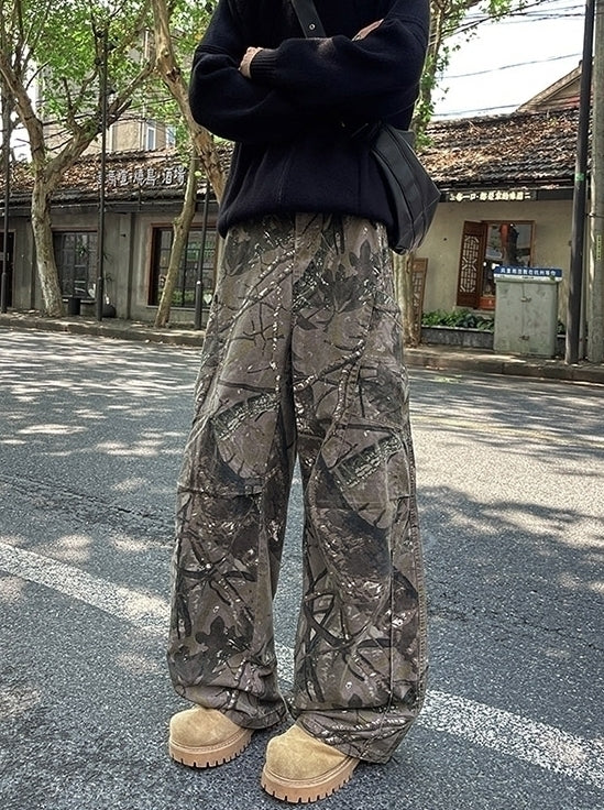 Brown Leaves Camouflage Pattern Pants