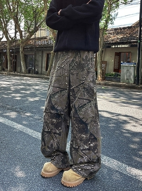 Brown Leaves Camouflage Pattern Pants