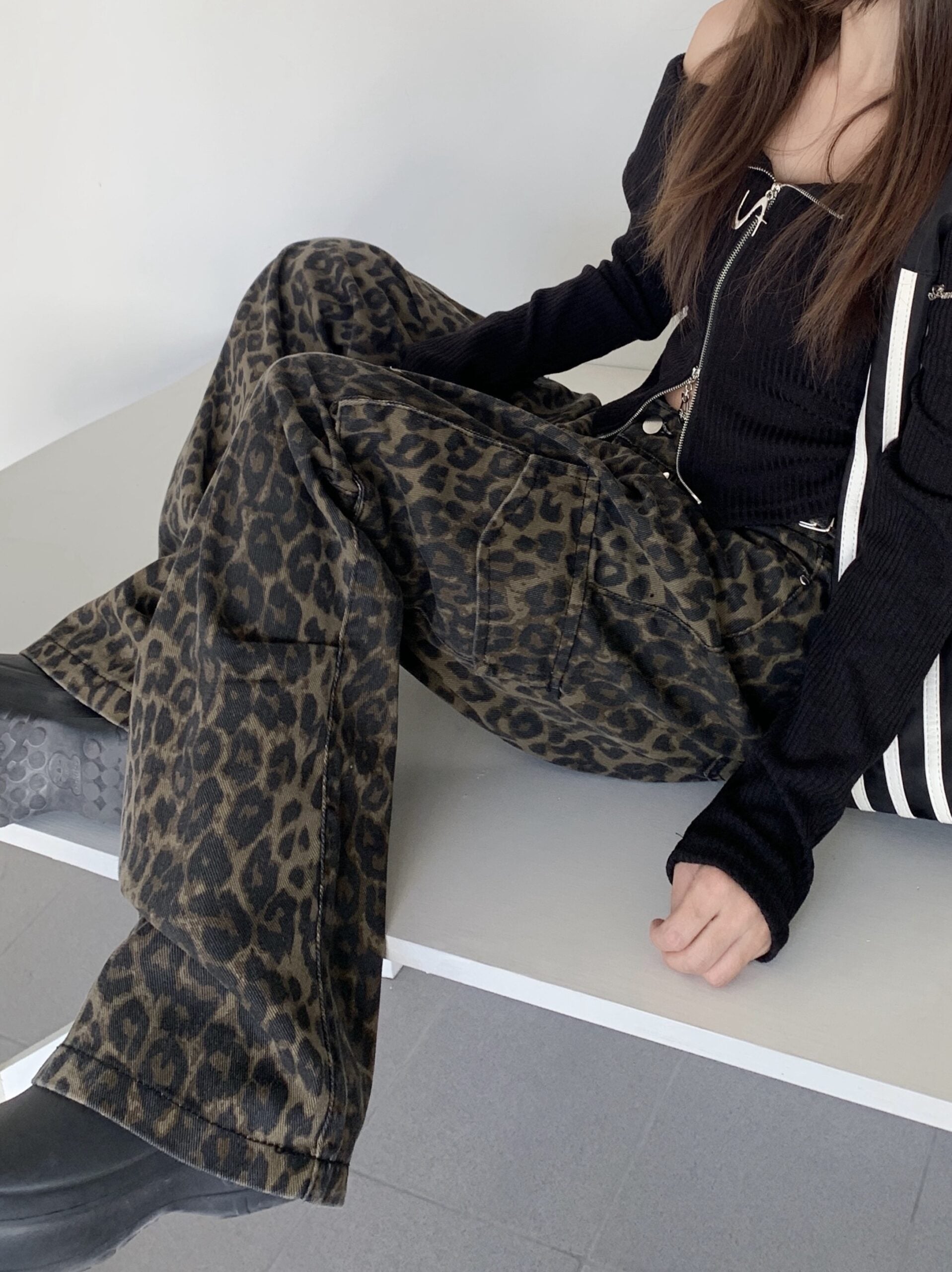 Brown Leopard Print Cargo Pants