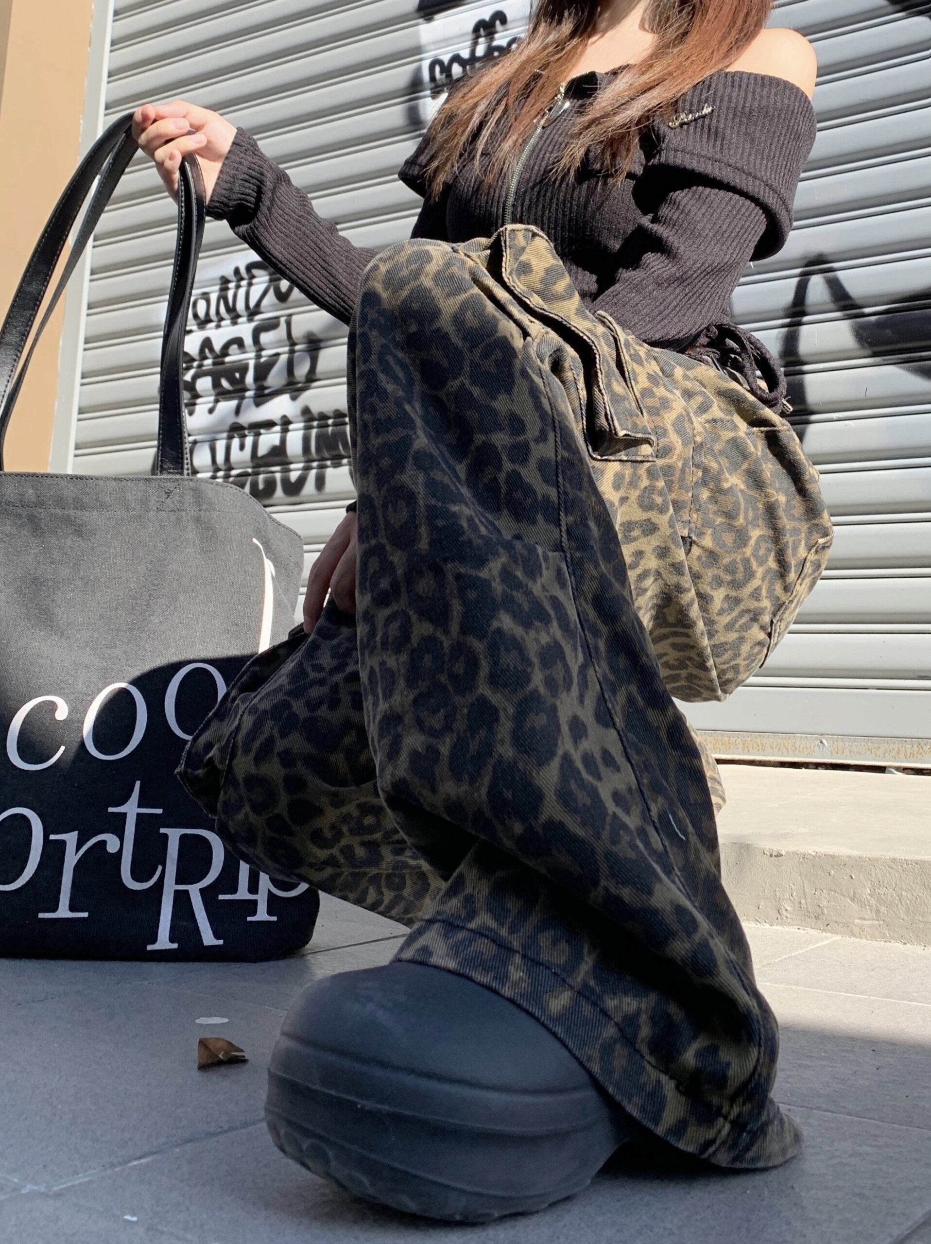 Brown Leopard Print Cargo Pants