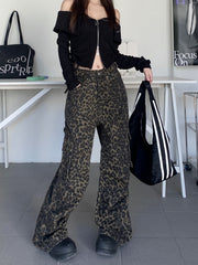 Brown Leopard Print Cargo Pants