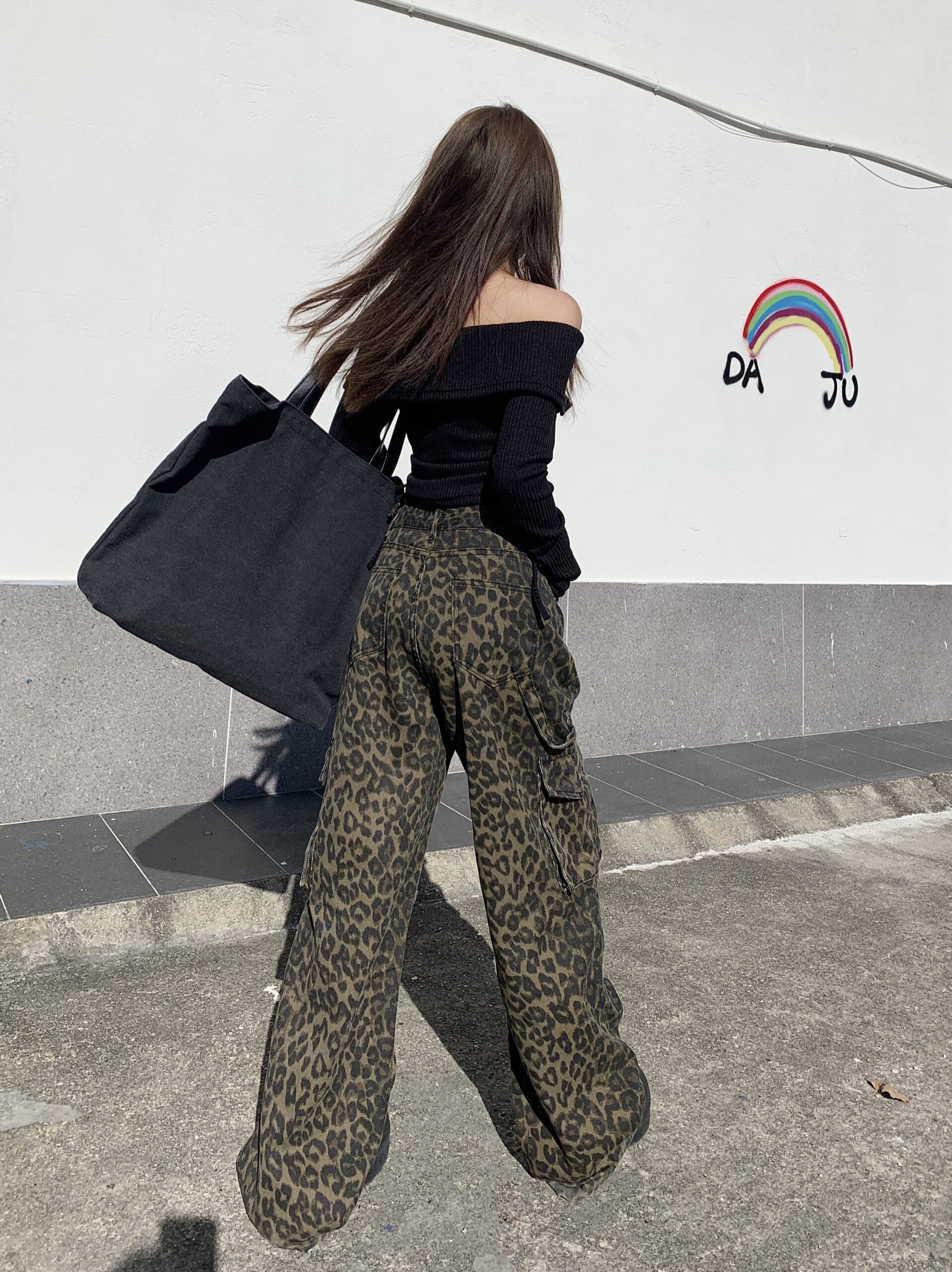 Brown Leopard Print Cargo Pants