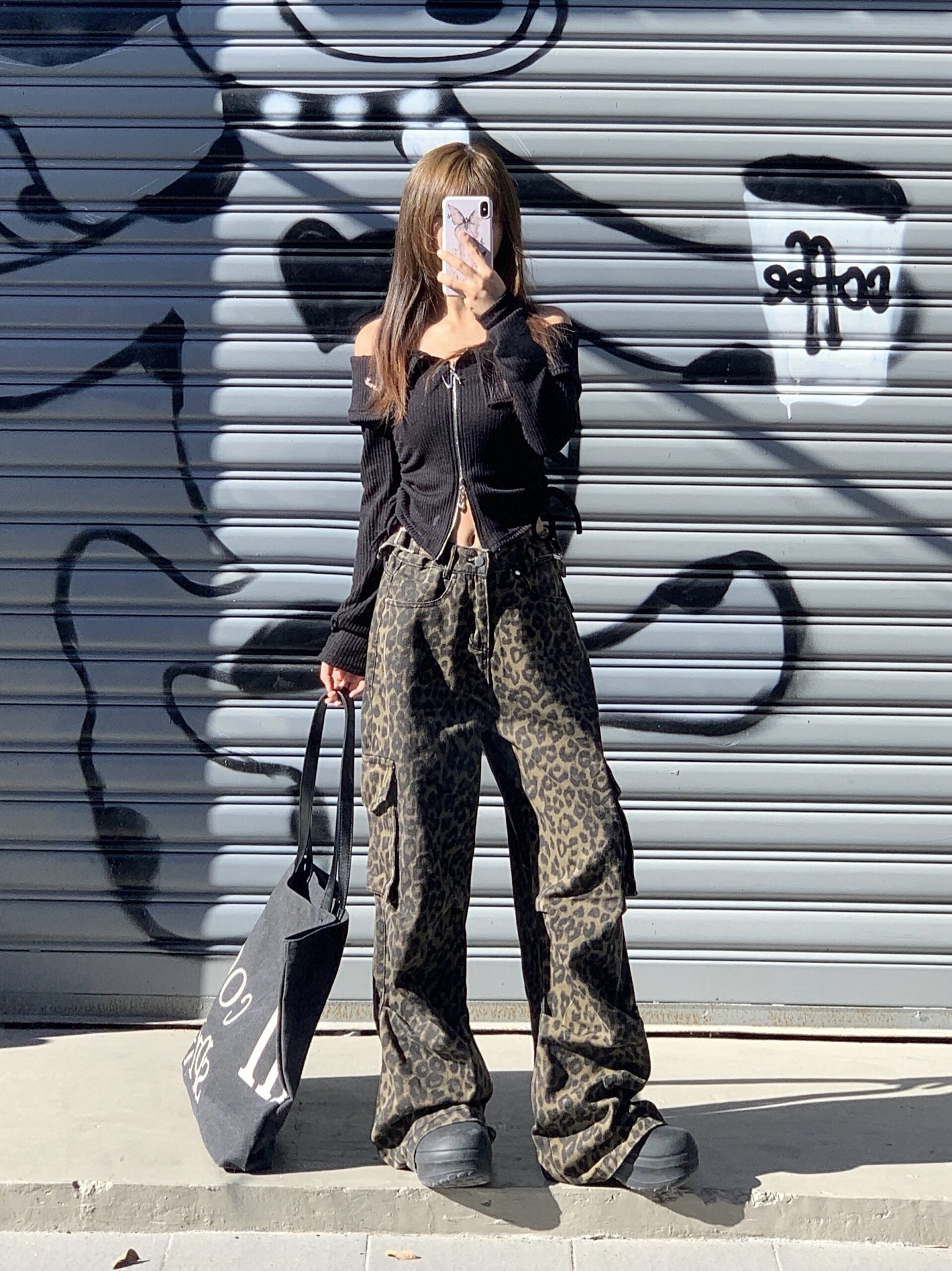 Brown Leopard Print Cargo Pants