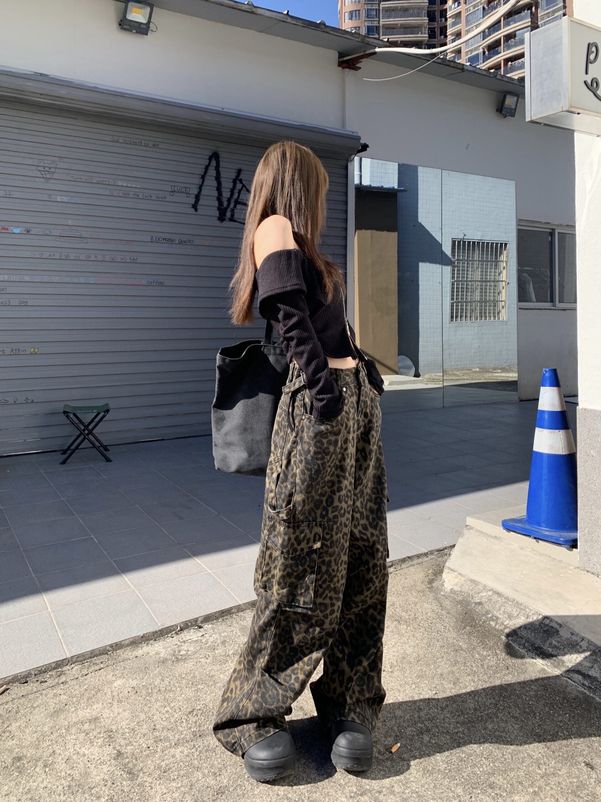 Brown Leopard Print Cargo Pants