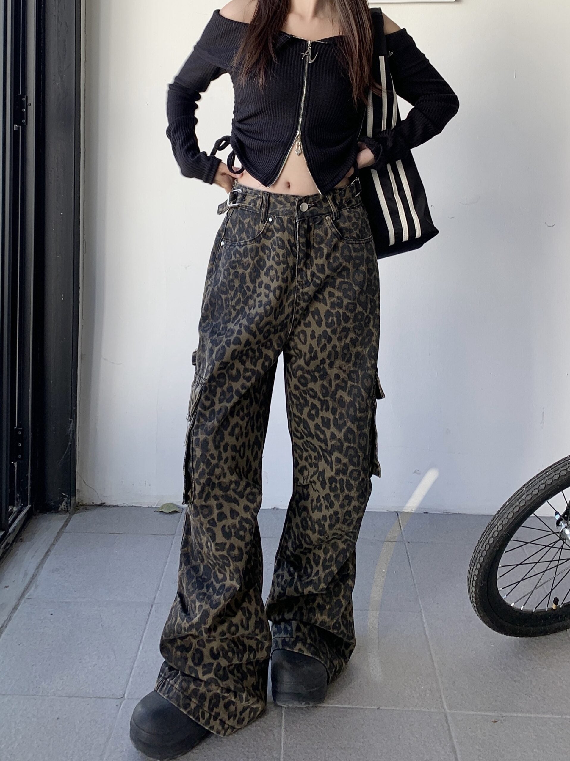 Brown Leopard Print Cargo Pants