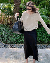 Brown Long Sleeve Knit Sweater