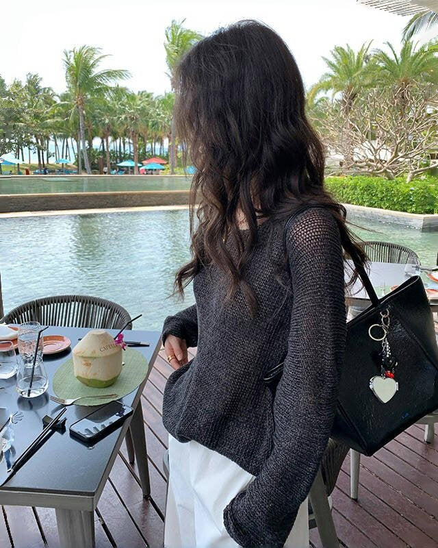 Brown Long Sleeve Knit Sweater