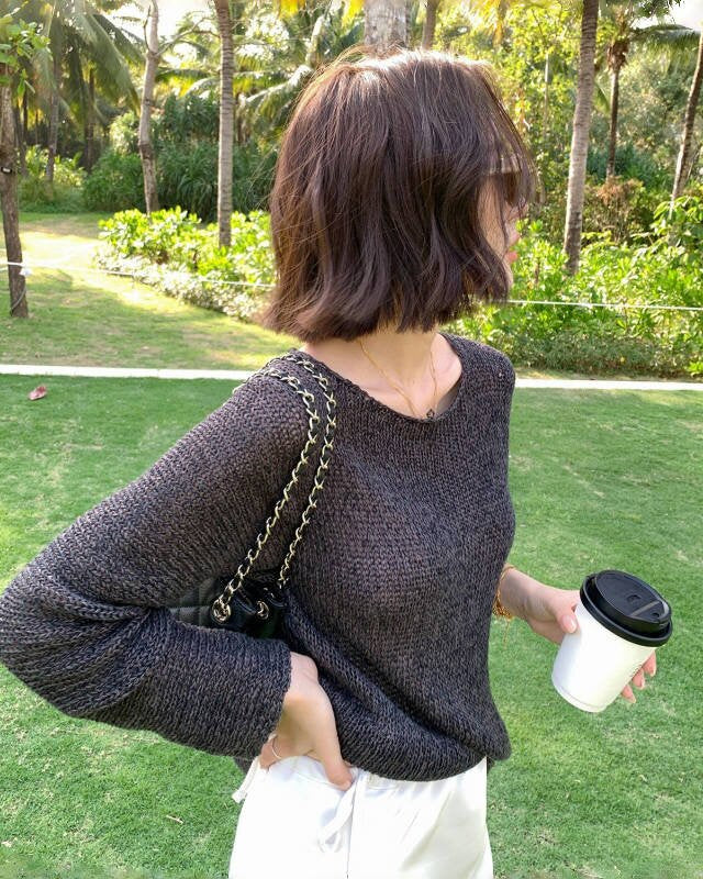 Brown Long Sleeve Knit Sweater