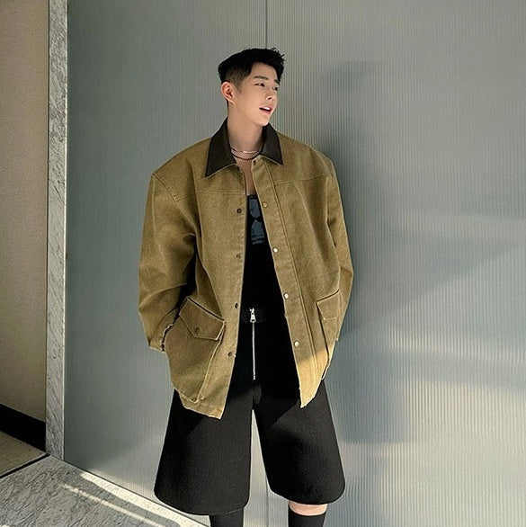 Brown Oversized Canvas Jacket