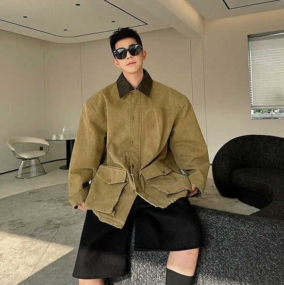 Brown Oversized Canvas Jacket