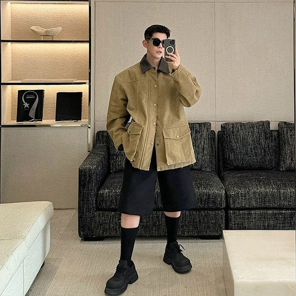 Brown Oversized Canvas Jacket