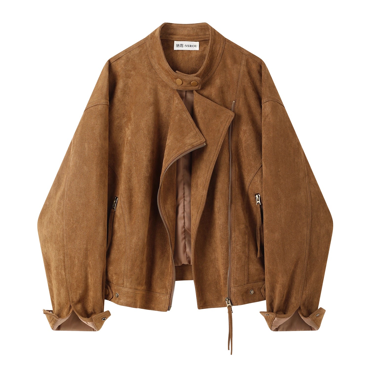 Brown Oversized Suede Leather Jacket