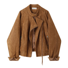 Brown Oversized Suede Leather Jacket
