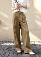 Brown Pleated Classic Mopping Pants