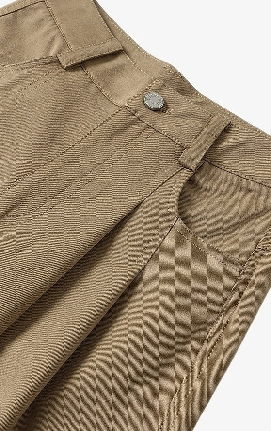Brown Pleated Classic Mopping Pants