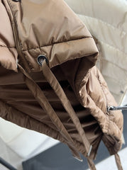 Brown Quilted Oversized Winter Vest