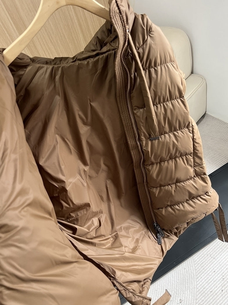Brown Quilted Oversized Winter Vest