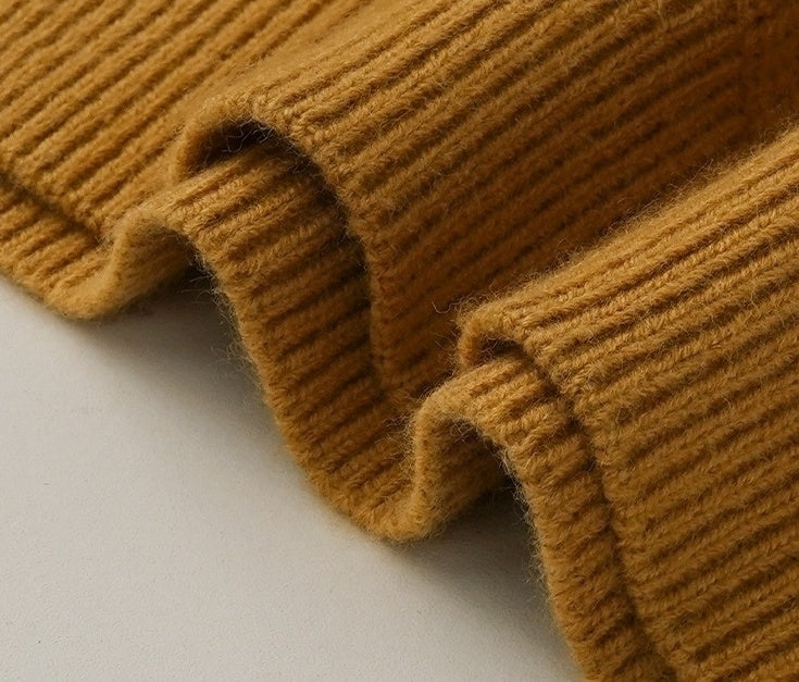 Brown Ribbed Half-Zip Sweater