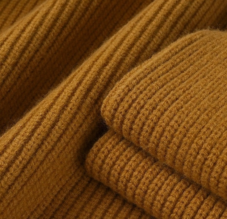 Brown Ribbed Half-Zip Sweater