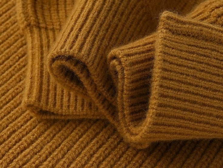 Brown Ribbed Half-Zip Sweater