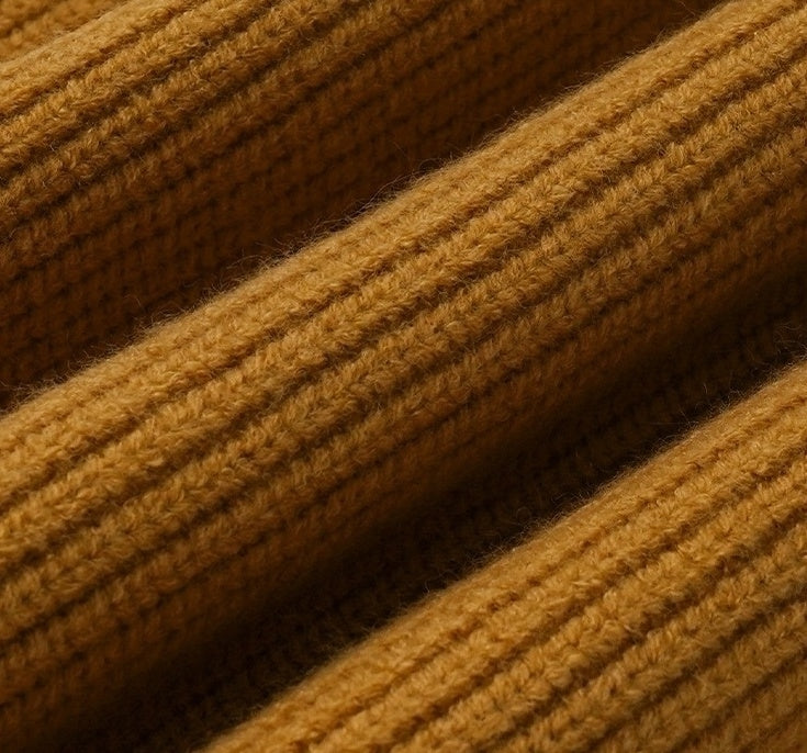 Brown Ribbed Half-Zip Sweater