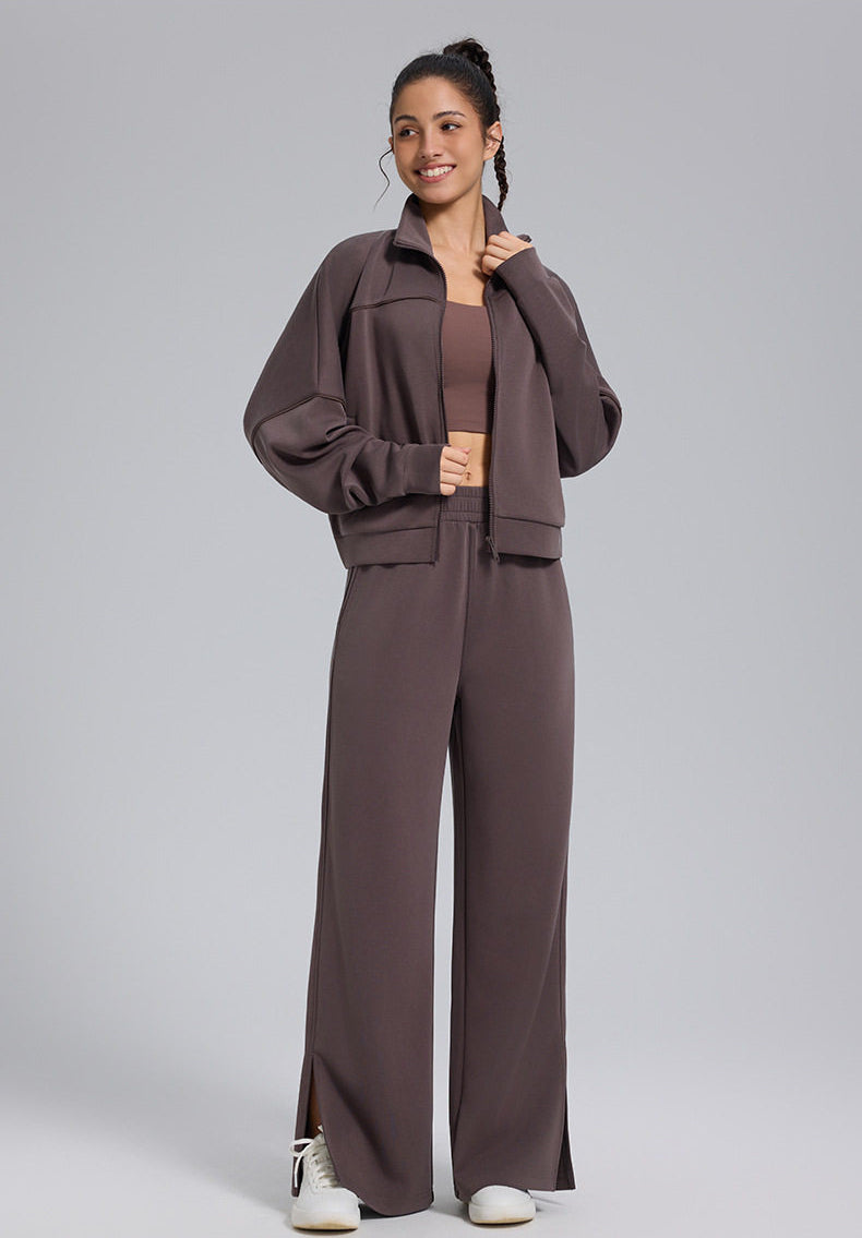 Brown Sports Jacket And Pants Set