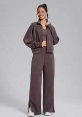 Brown Sports Jacket And Pants Set