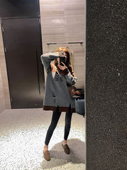Brown Striped Distressed Sweater