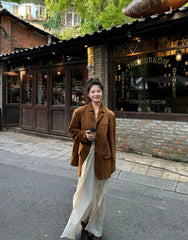Brown Suede Blazer Jacket
