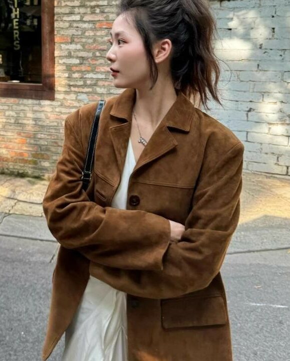Brown Suede Blazer Jacket