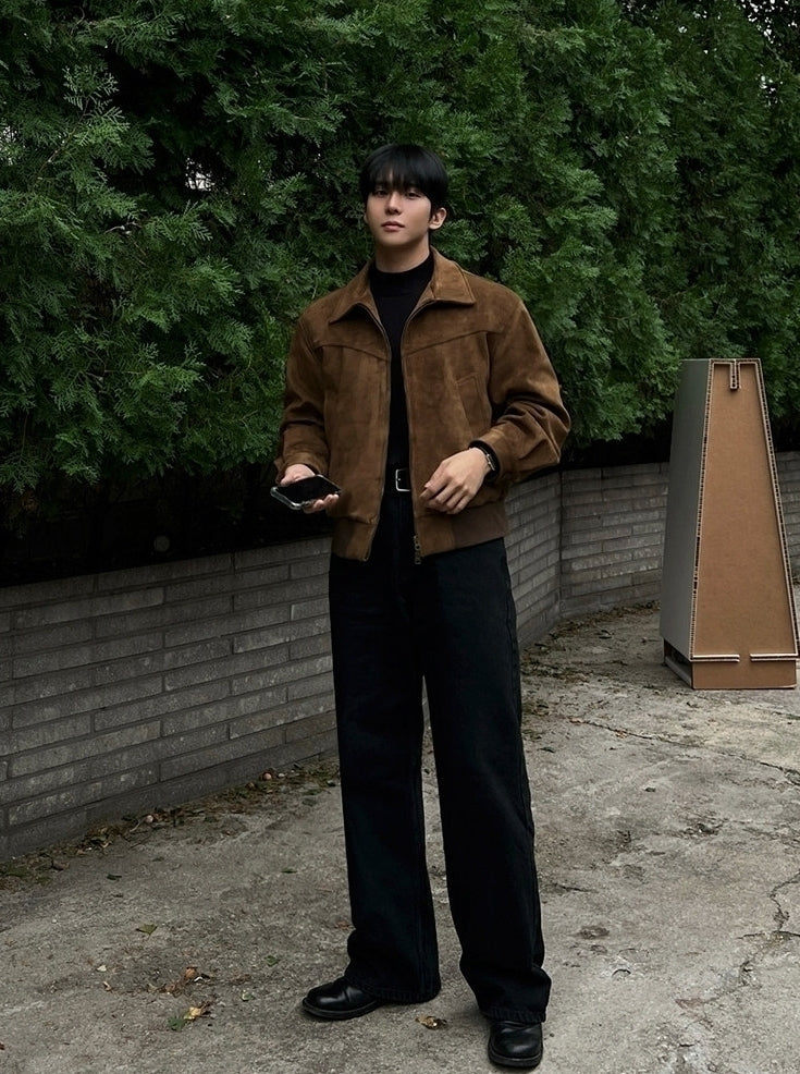 Retro Short Faux Suede Lapel Jacket