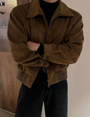 Retro Short Faux Suede Lapel Jacket