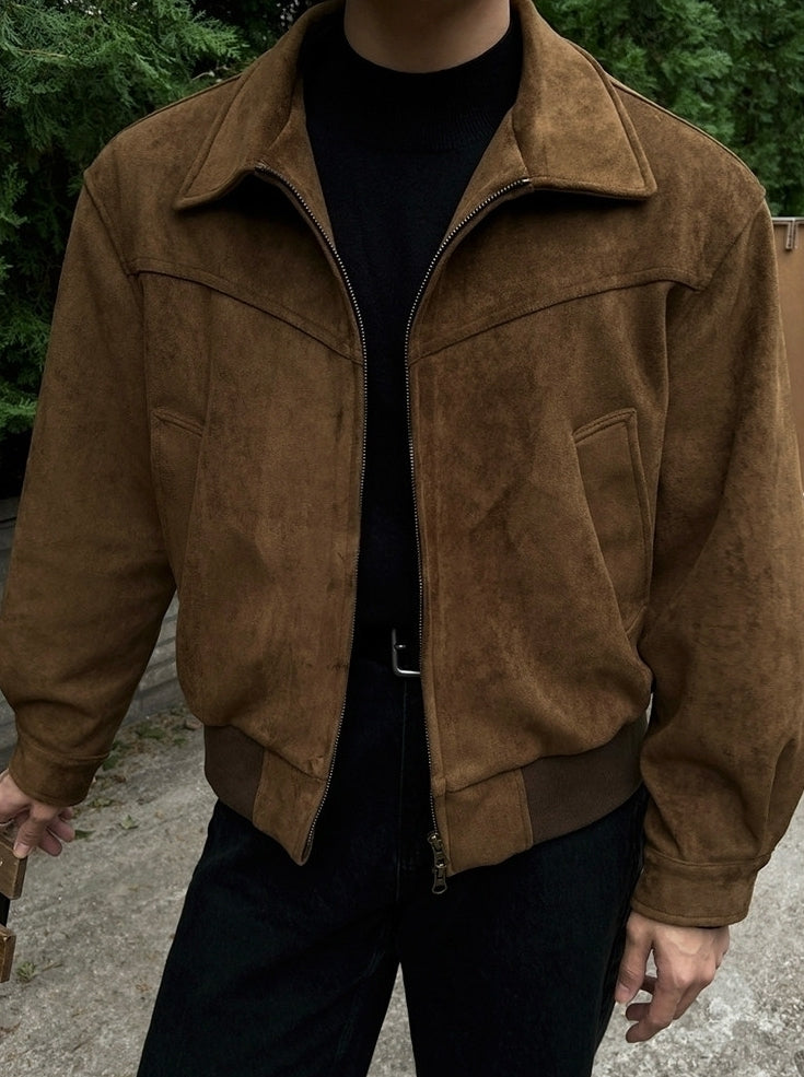 Retro Short Faux Suede Lapel Jacket