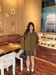 Brown Suede Collared Oversize Jacket