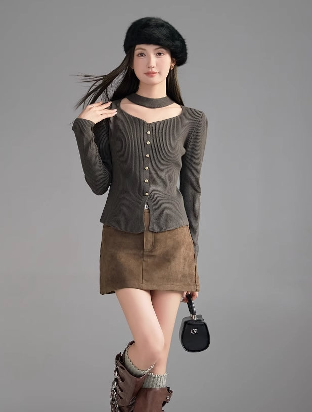 Brown Mini Skirt
