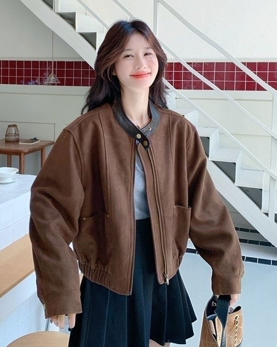 Brown Retro Casual Short Jacket