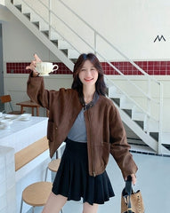 Brown Retro Casual Short Jacket