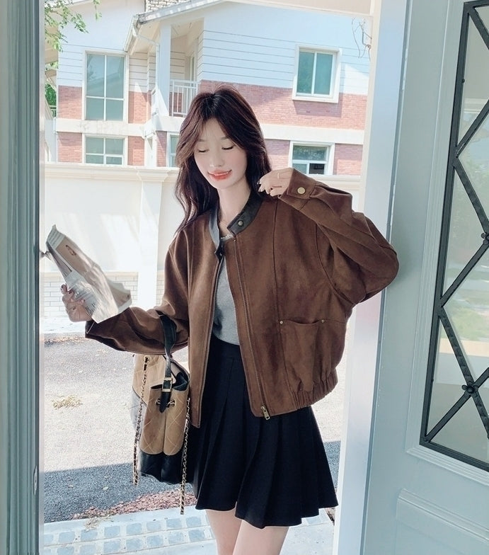 Brown Retro Casual Short Jacket