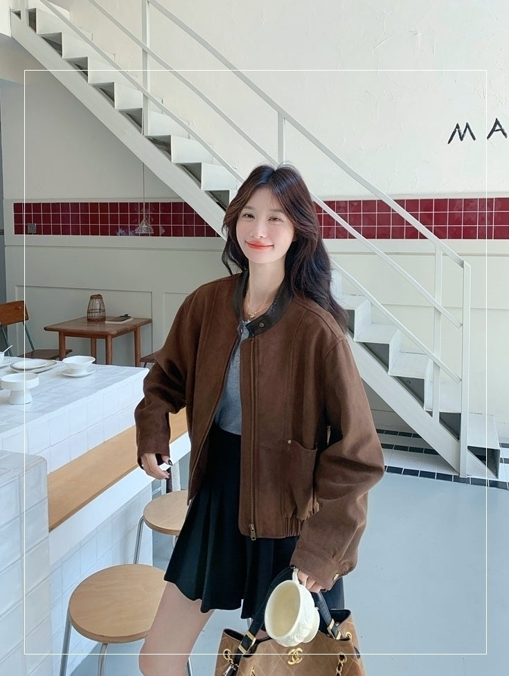 Brown Retro Casual Short Jacket