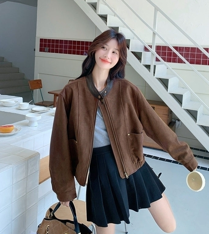 Brown Retro Casual Short Jacket