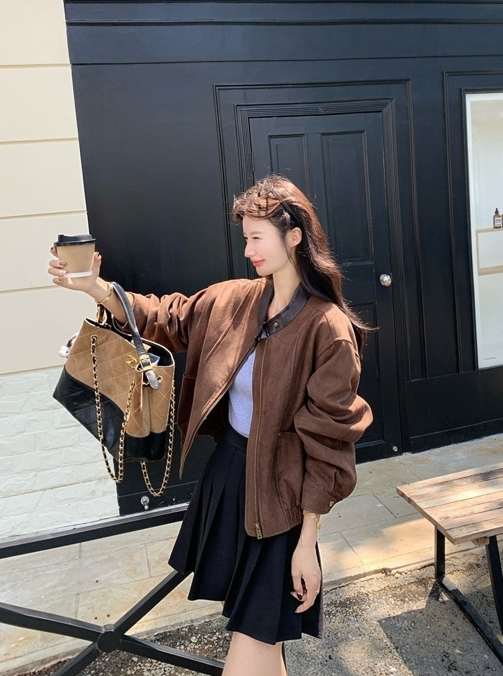Brown Retro Casual Short Jacket