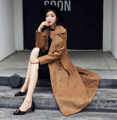 Brown Suede Trench Coat