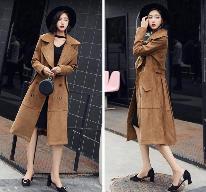 Brown Suede Trench Coat