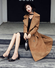 Brown Suede Trench Coat