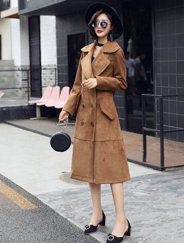 Brown Suede Trench Coat