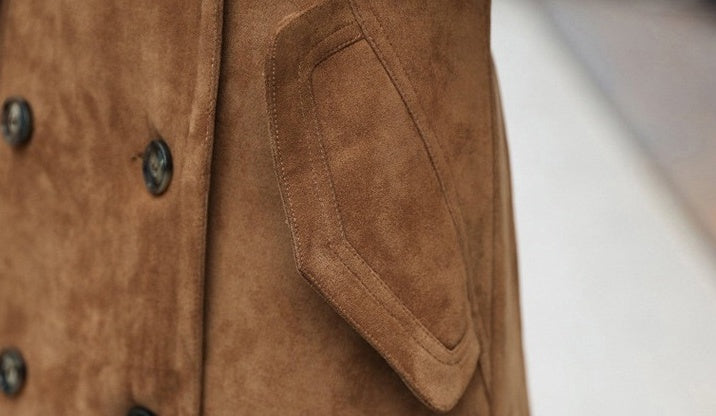 Brown Suede Trench Coat