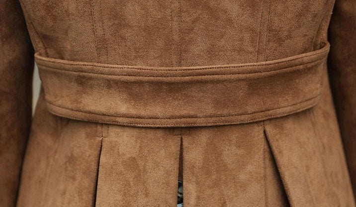 Brown Suede Trench Coat