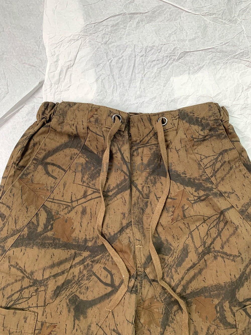 Brown Texture Print Parachute Pants