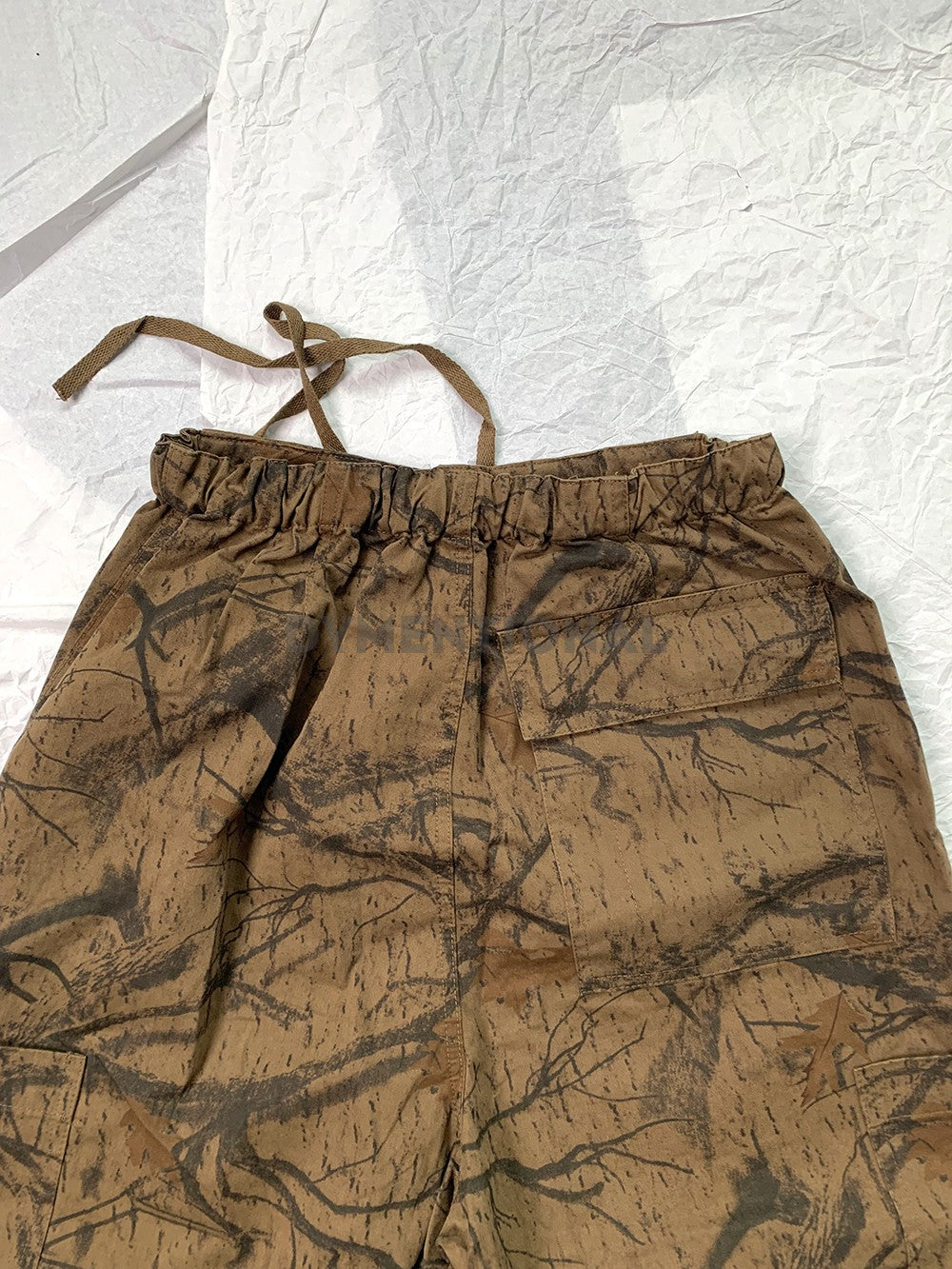 Brown Texture Print Parachute Pants