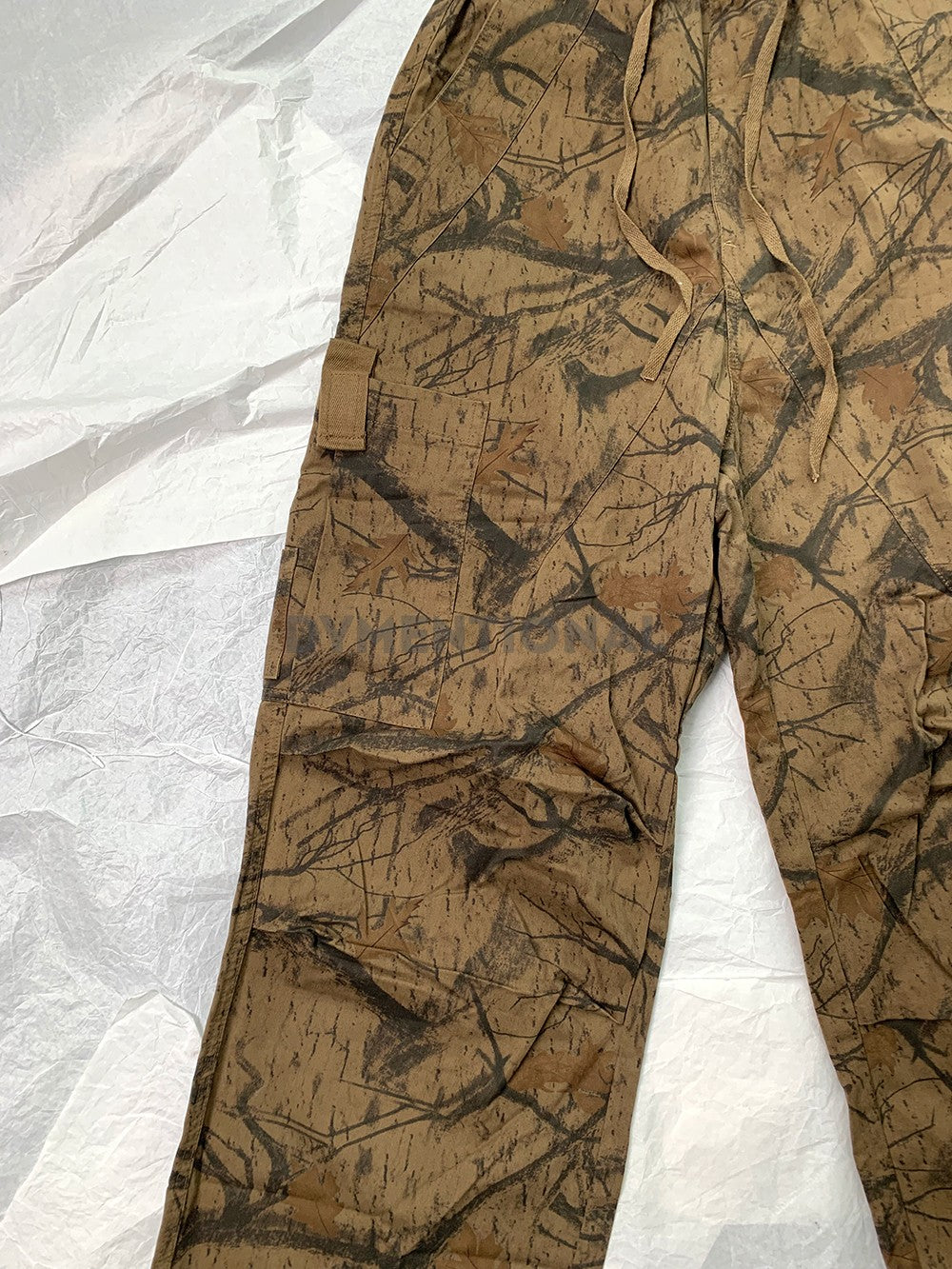 Brown Texture Print Parachute Pants